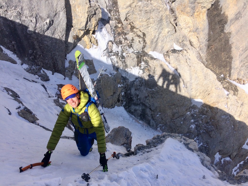 Sortie du verrou avant en mixte dans la face Nord Est de la pointe de la Saume à Ceillac